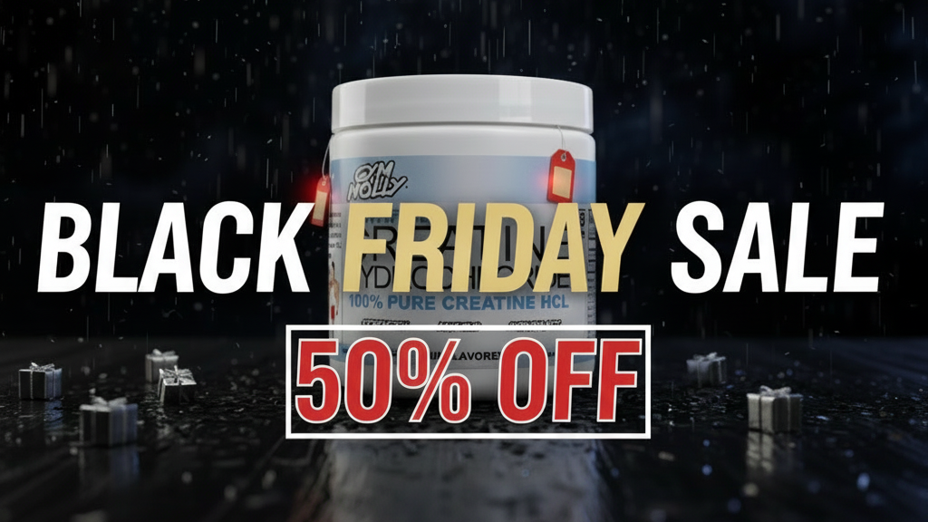 Supplement container with Black Friday sale 