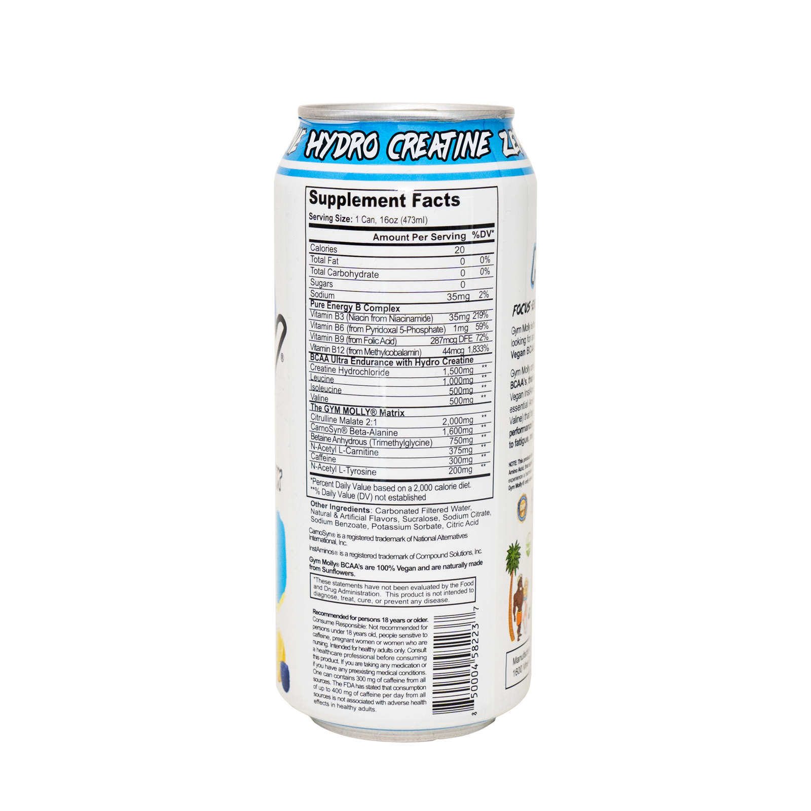do monsters have creatine Gym Molly Energy Drink Cans